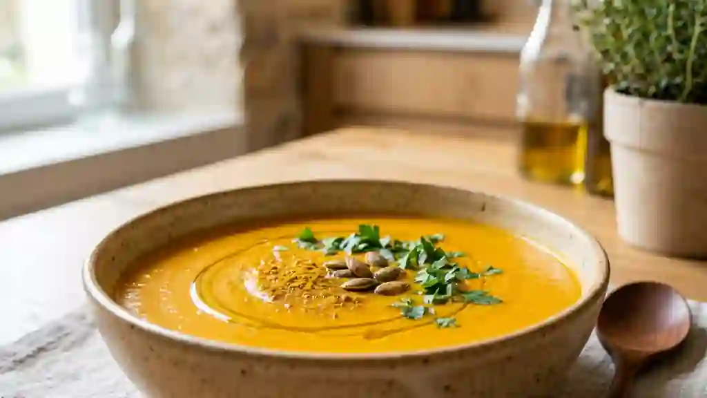 Velouté de potiron soyeux au curry - Photo de présentation