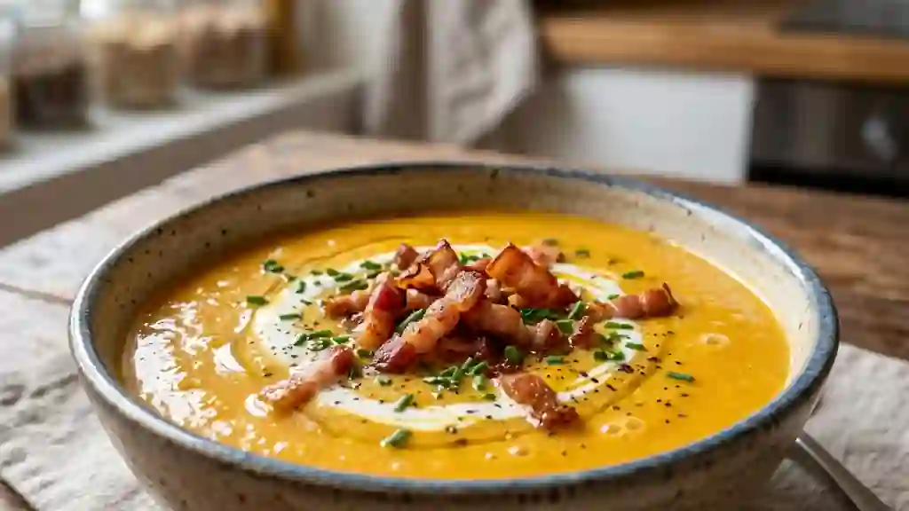 Velouté de potiron et lard croustillant - Photo de présentation