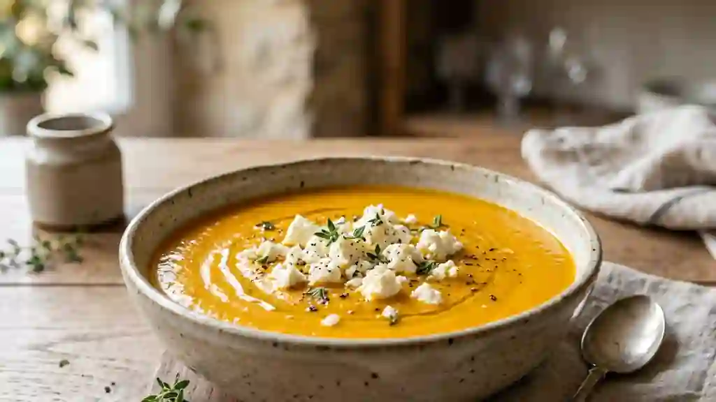 Velouté de potiron onctueux et feta fondante - Photo de présentation