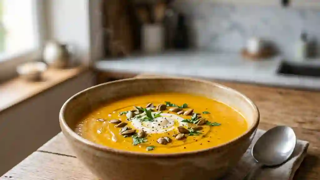 Velouté de potiron soyeux et crème - Photo de présentation