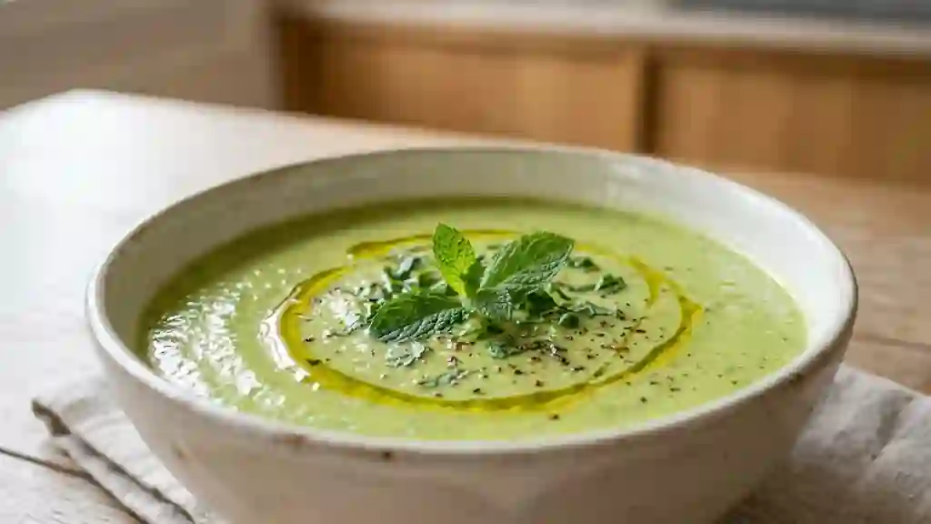Crème de courgette glacée à la menthe - Photo de présentation