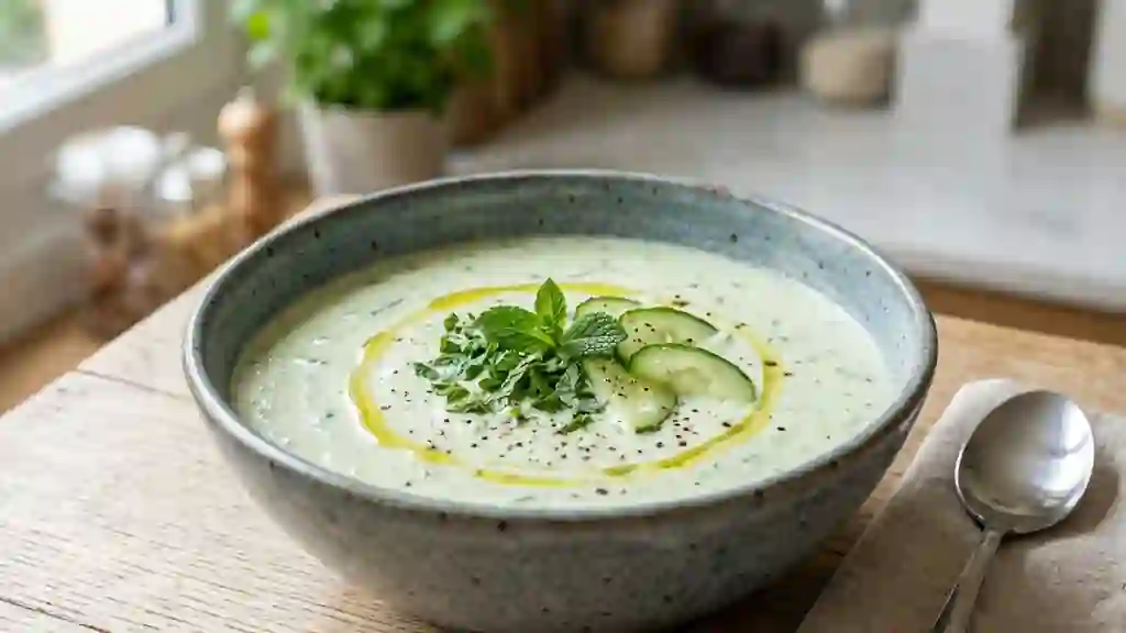 Velouté de concombre mentholé ultra-frais - Photo de présentation