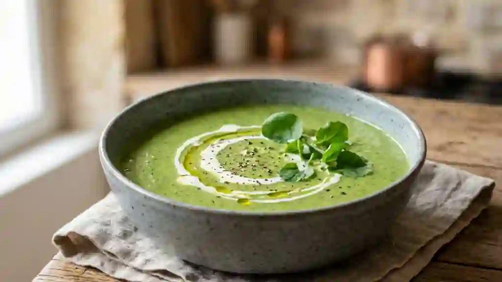 Velouté de cresson onctueux et pommes de terre - Photo de présentation