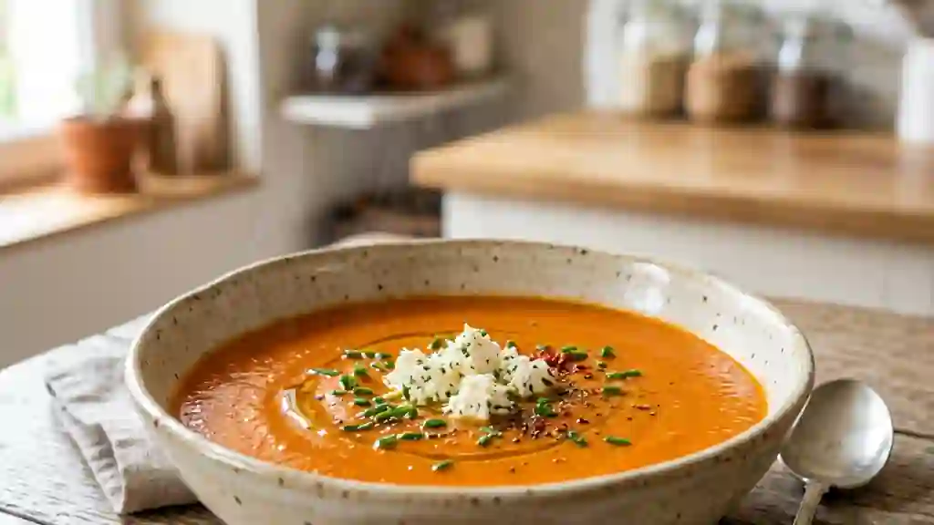 Velouté de poivrons rouges fondant au Boursin - Photo de présentation