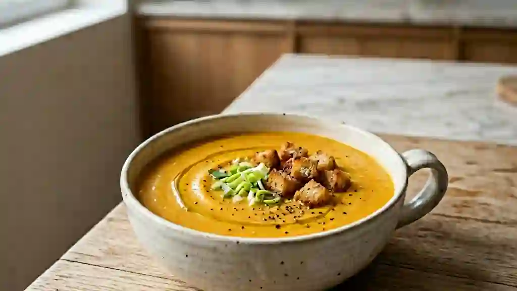 Velouté de potiron soyeux aux poireaux - Photo de présentation