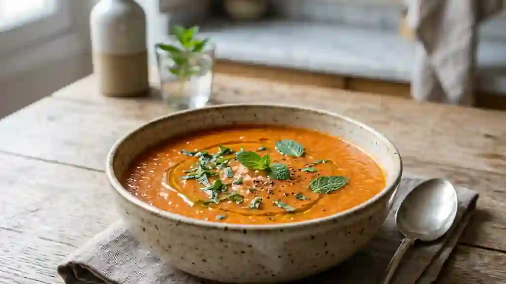 Velouté onctueux tomate concombre et menthe - Photo de présentation