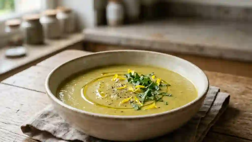 Velouté sauvage au pissenlit et légumes - Photo de présentation
