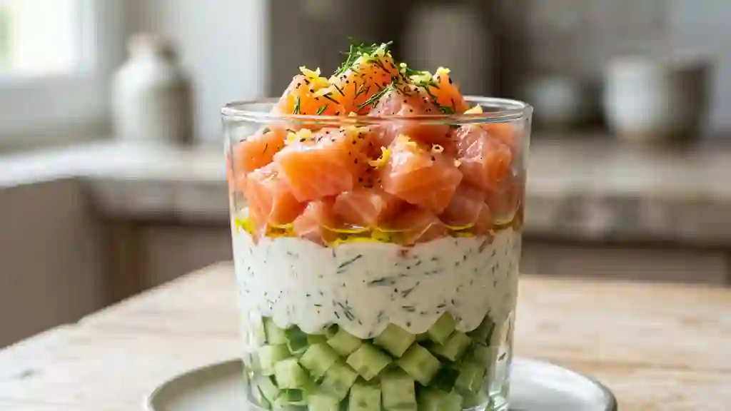 Verrine Saumon & Concombre, Fraîcheur Citronnée - Photo de présentation