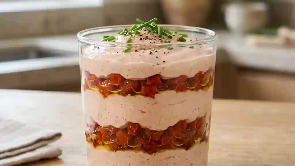 Verrines jambon et tomates confites fondantes - Photo de présentation