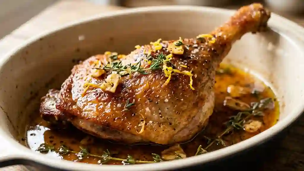 Cuisse de canard confite au citron et thym - Photo de présentation