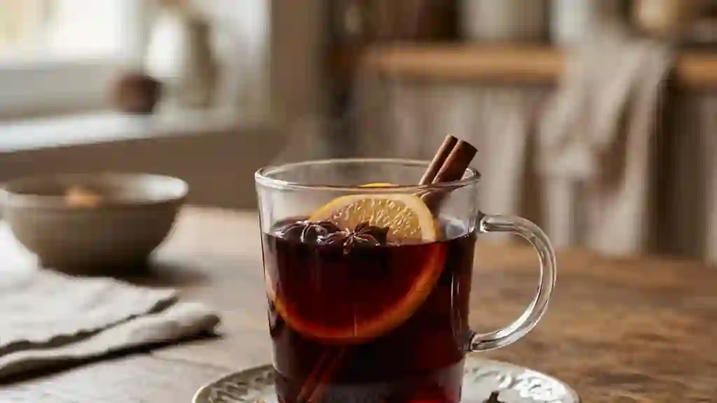 Vin chaud parfumé à l'orange et cannelle - Photo de présentation