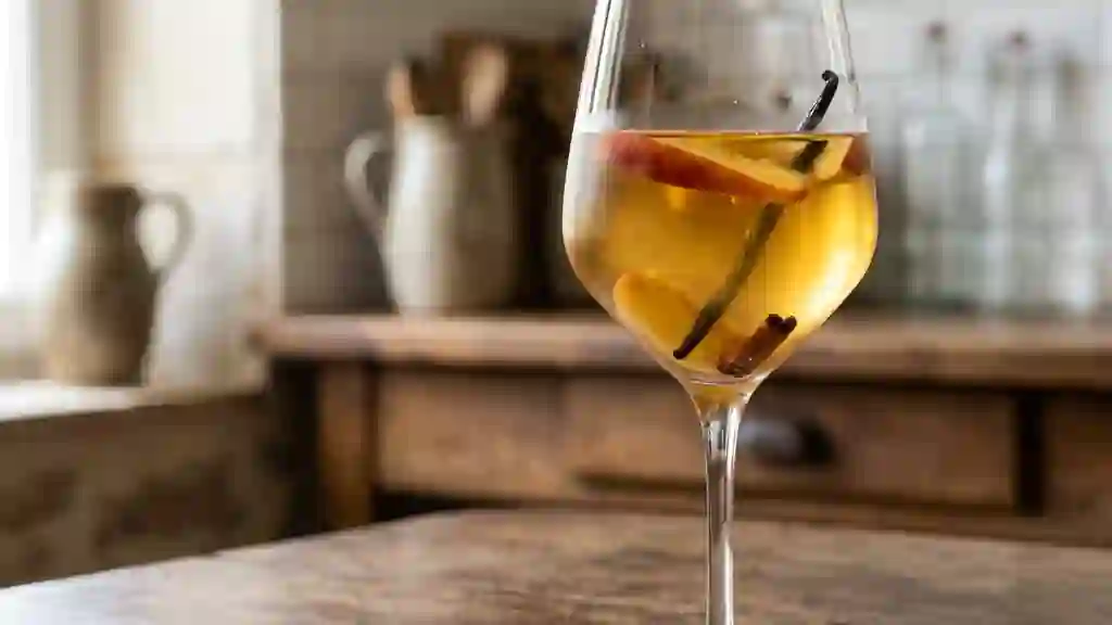 Vin de pêche onctueux à la vanille - Photo de présentation