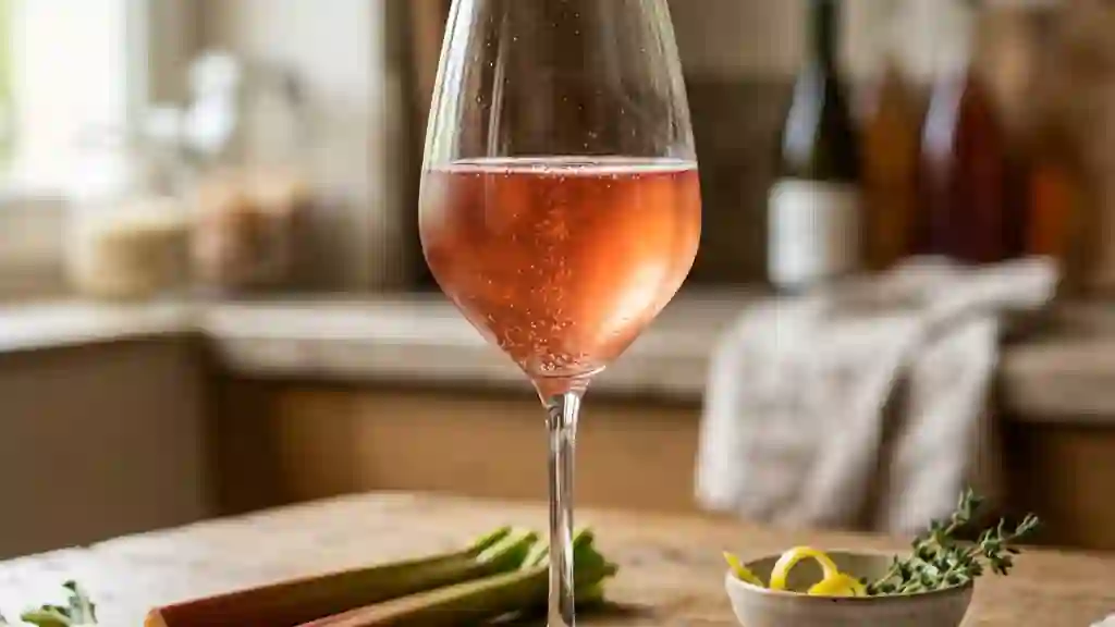 Vin de rhubarbe artisanal et acidulé - Photo de présentation