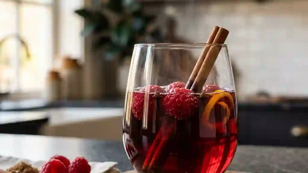 Vin rouge aux framboises et épices douces - Photo de présentation