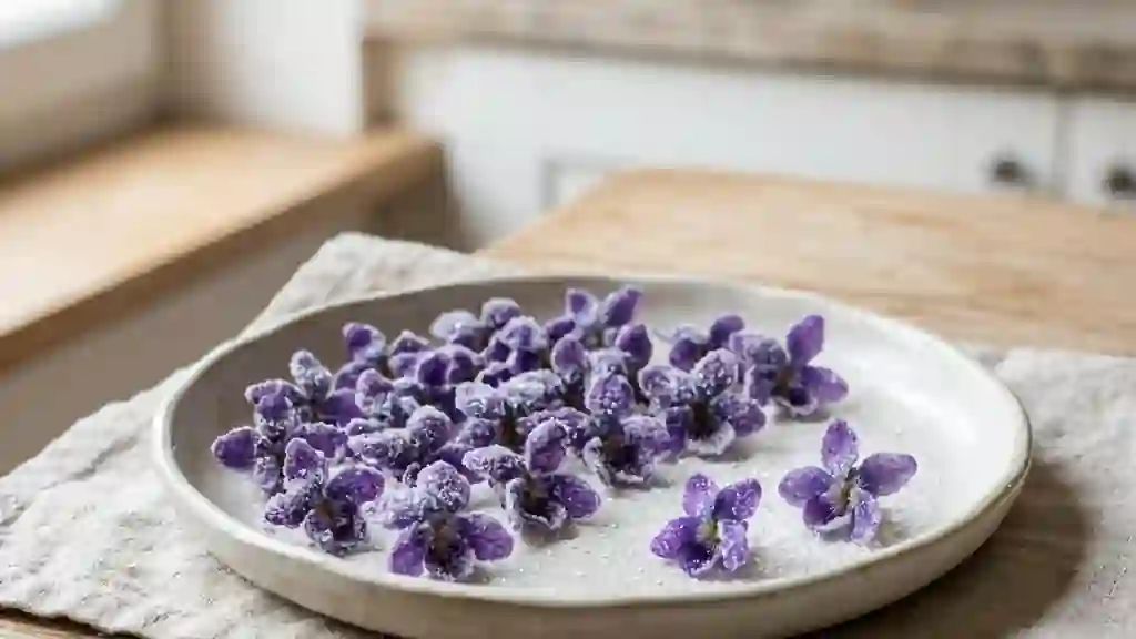 Violettes givrées au sucre craquant - Photo de présentation