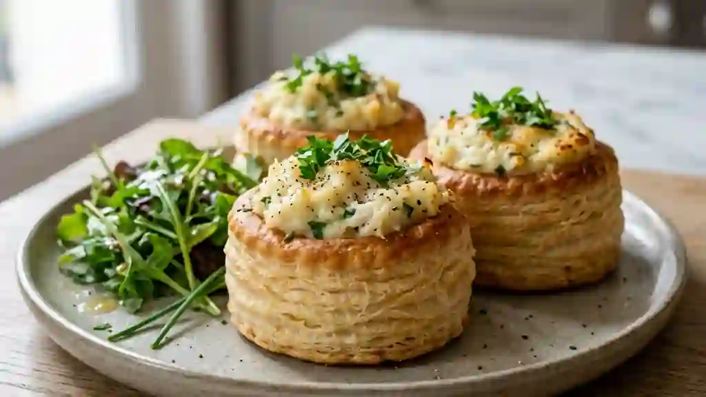 Vol-au-vent croustillant à la brandade crémeuse - Photo de présentation