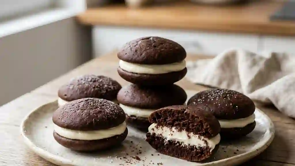 Whoopie pies fondants cacao et cream cheese - Photo de présentation