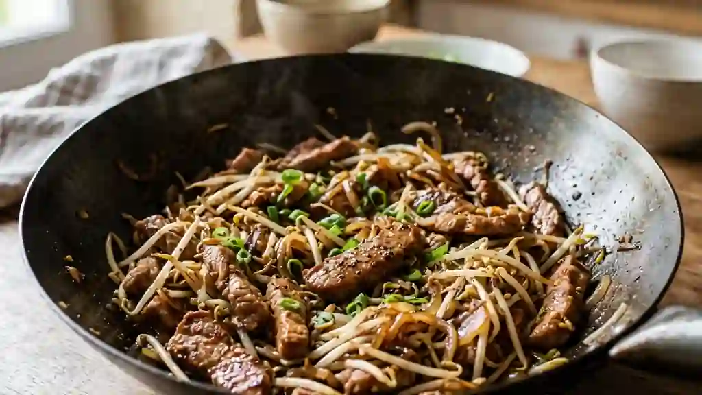 Sauté de porc au gingembre et soja croquant - Photo de présentation