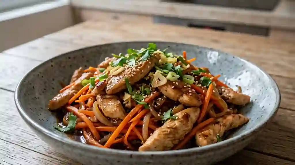 Wok de Poulet Caramélisé au Soja et Gingembre - Photo de présentation