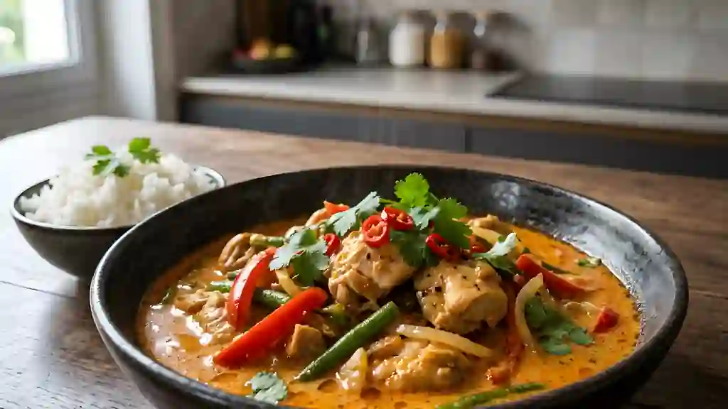 Wok de Poulet Singapour au Curry Crémeux - Photo de présentation