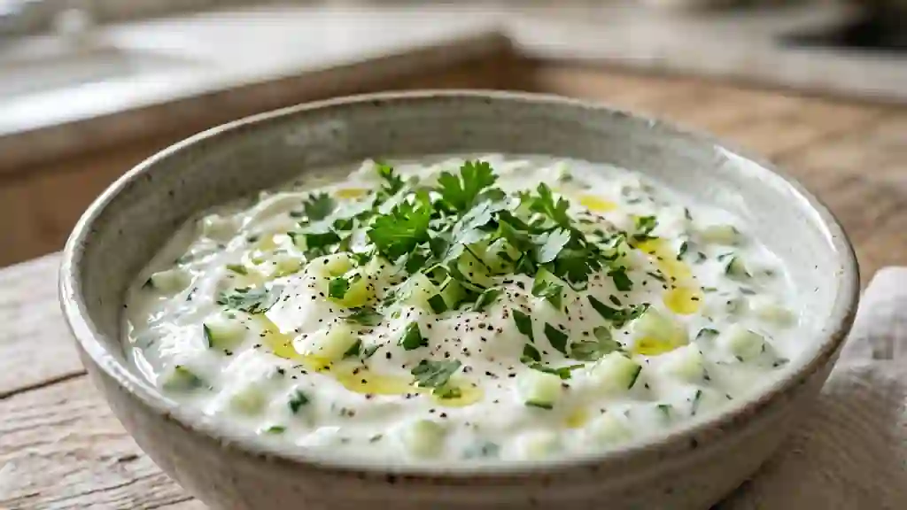 Dip yaourt au concombre et herbes fraîches - Photo de présentation