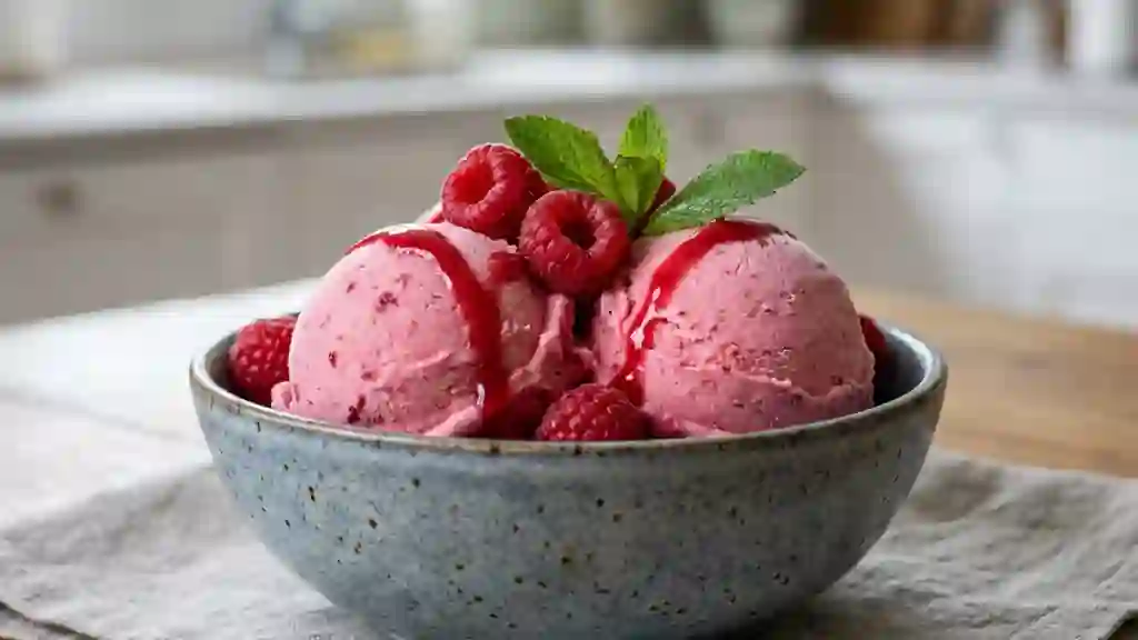 Frozen yogurt framboise onctueux et acidulé - Photo de présentation