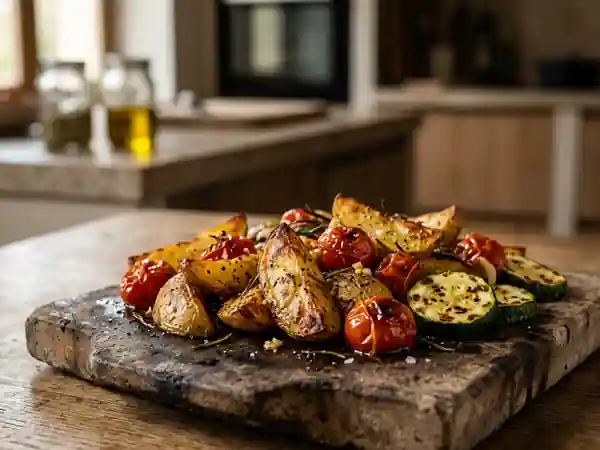 Légumes rôtis au romarin et ail croquant - Photo de présentation