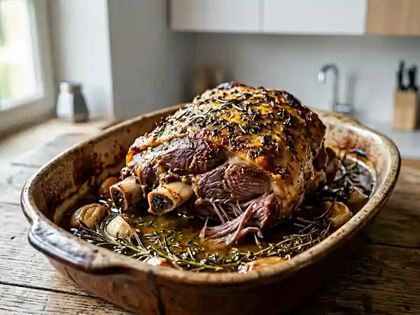 Agneau confit à la moutarde et aromates - Photo de présentation
