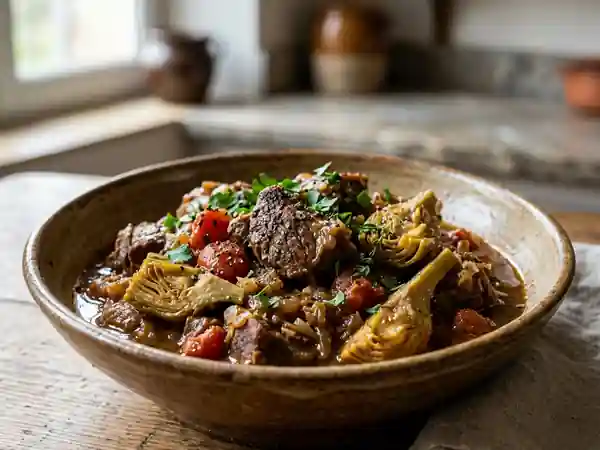 Agneau Fondant aux Artichauts et Tomates - Photo de présentation