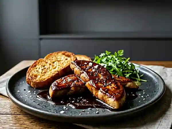 Aiguillettes de foie gras au caramel balsamique - Photo de présentation