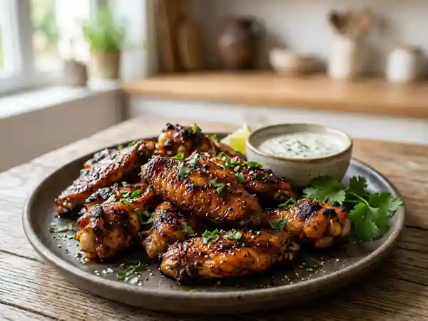 Ailerons de poulet laqués miel et soja - Photo de présentation