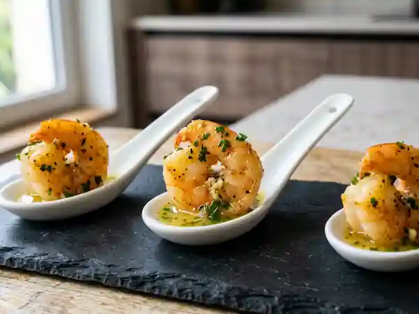 Gambas snackées, ail croquant et citron - Photo de présentation