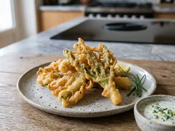 Amuse-gueule croustillant aux fanes d'oignons nouveaux - Photo de présentation