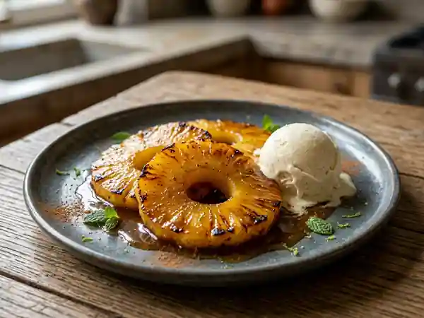 Ananas flambé au rhum : dessert exotique et gourmand - Photo de présentation