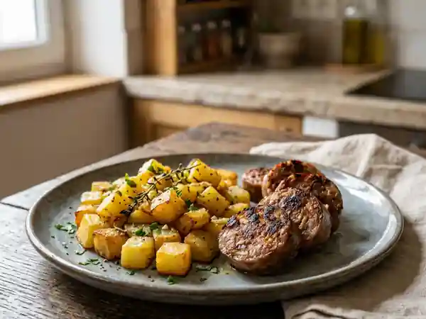 Andouillettes grillées et pommes rissolées - Photo de présentation