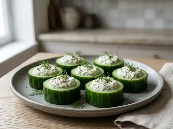 Anneaux de concombre farcis au carré frais : apéritif frais et léger - Photo de présentation