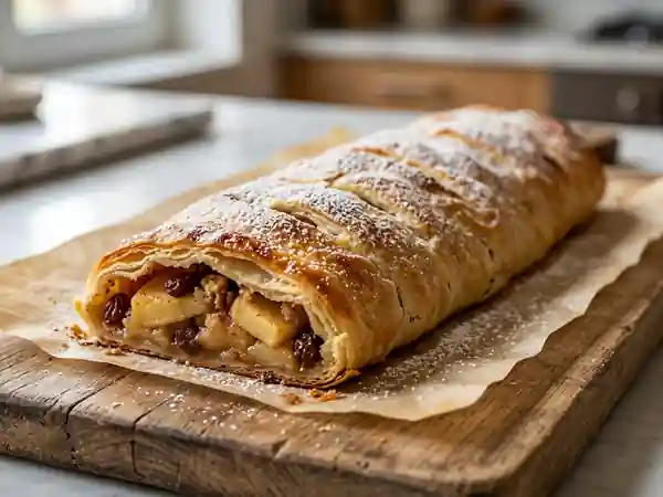 Apfelstrudel autrichien traditionnel : recette facile et gourmande - Photo de présentation