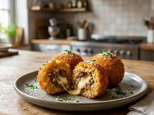 Arancini siciliens croustillants au cœur fondant - Photo de présentation