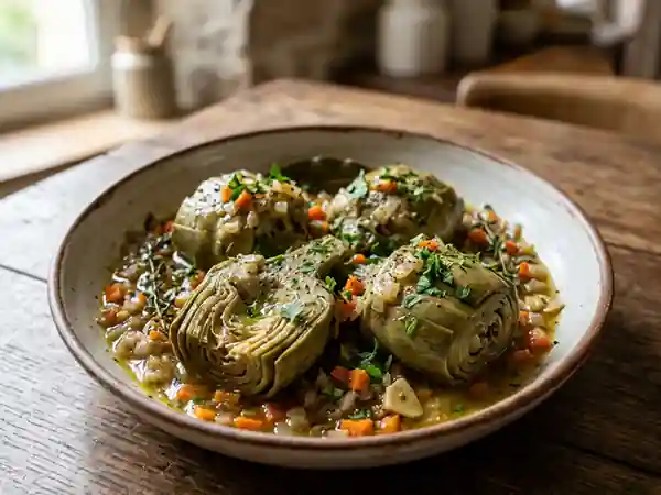 Artichauts à la barigoule tendres et confits - Photo de présentation