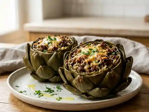 Artichauts farcis au bœuf savoureux et facile - Photo de présentation
