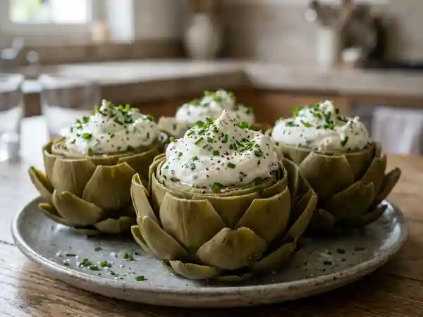 Artichauts fondants et chantilly aux herbes - Photo de présentation