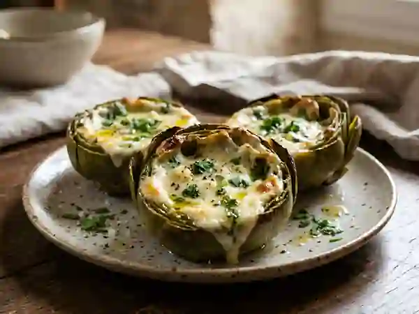Artichauts rôtis au cœur de mozzarella filante - Photo de présentation