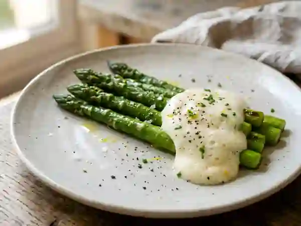 Asperges et mayonnaise mousseuse - Photo de présentation