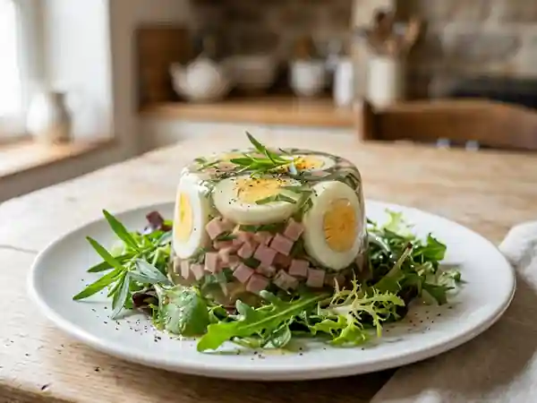 Aspic d'œufs au jambon et estragon : entrée fraîche et gourmande - Photo de présentation