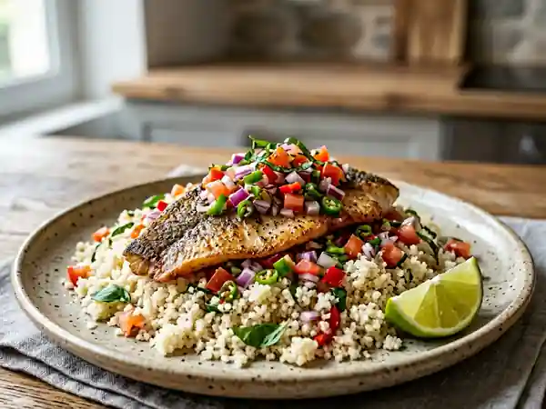 Attiéké au poisson et sauce vierge citronnée - Photo de présentation