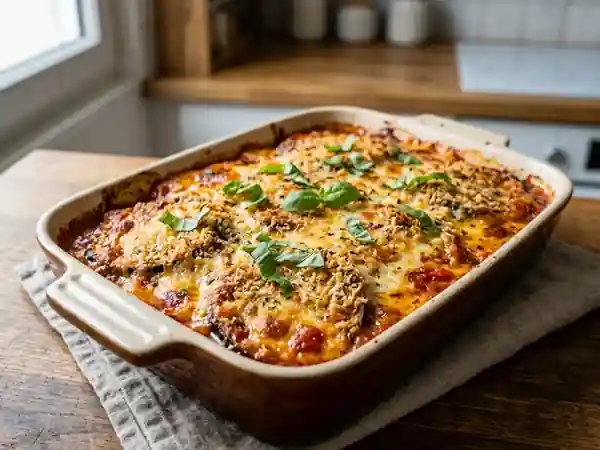 Aubergine à la parmesane fondante et savoureuse - Photo de présentation