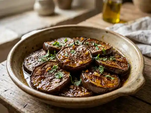 Aubergines confites aux épices : recette savoureuse et parfumée - Photo de présentation