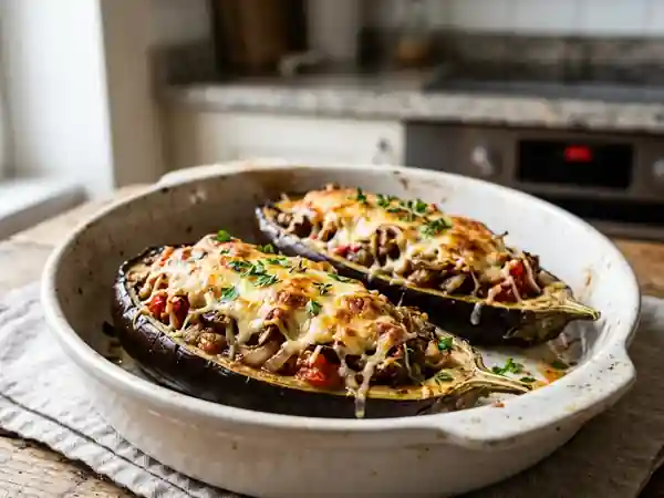 Aubergines fondues au gruyère gratiné - Photo de présentation