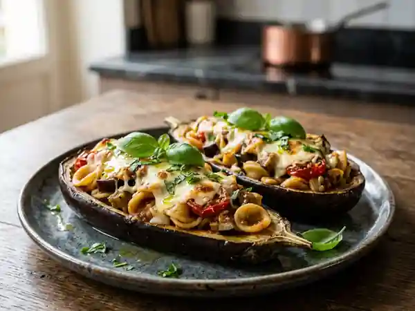 Aubergines farcies à l'italienne et mozzarella - Photo de présentation