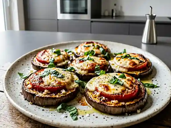Aubergines fondantes à la mozzarella gratinée - Photo de présentation